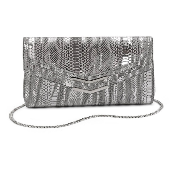 WHBM Metallic Snake Print Cluttch